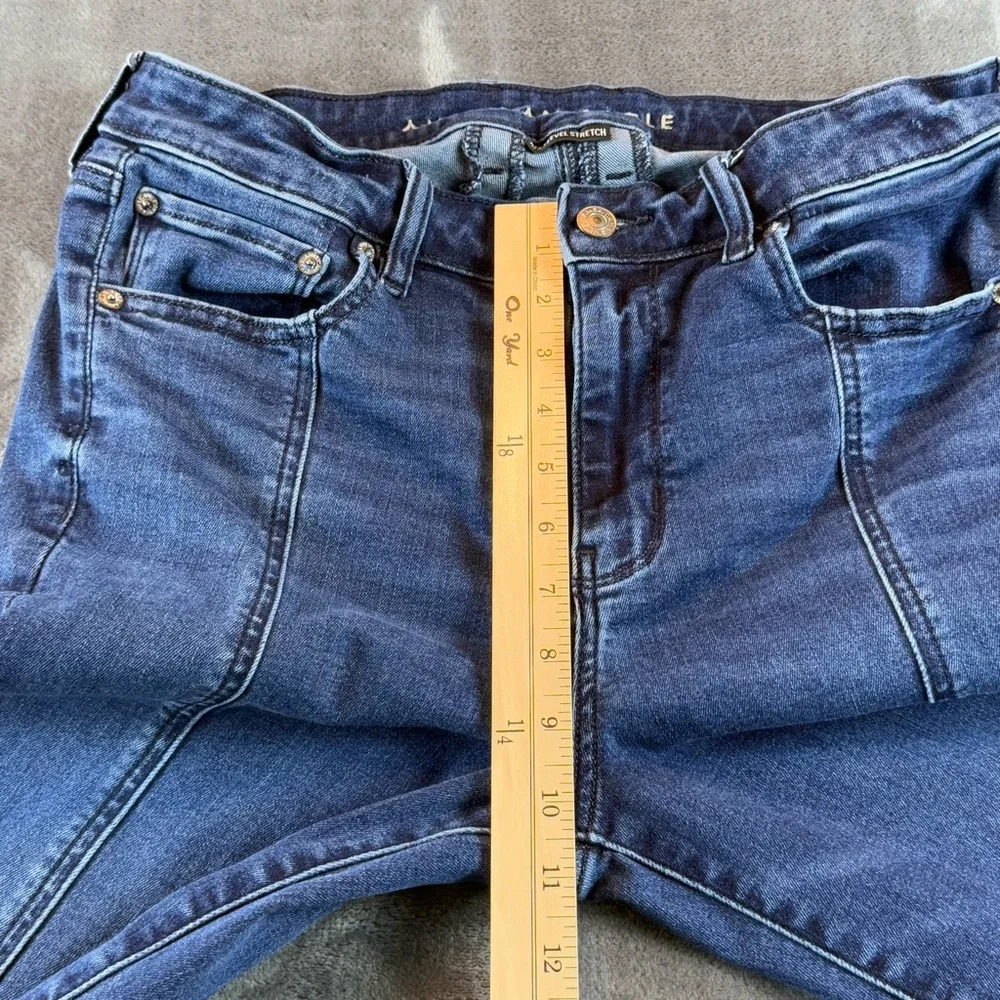 American Eagle Women's Jeans Size 12 Festival Flare Split Hem High Rise Stretch - Picture 7 of 10